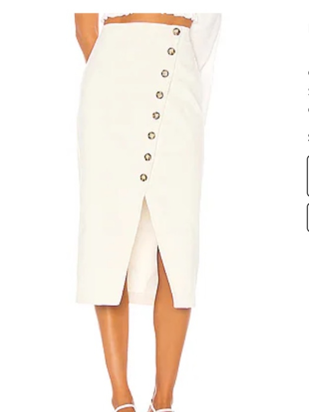 ELLEJAY Stone Button-Front Corduroy Midi Skirt